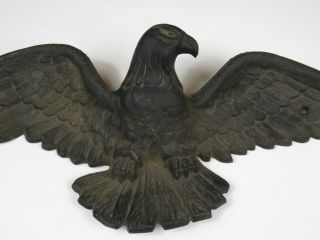 Vintage Cast Iron Art EAGLE Figural Wall Plaque 18 inches Wide w/ Mounting Holes 2