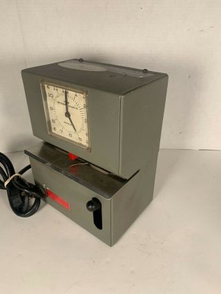 Vintage Lathem Industrial Time Clock Punch Card Recorder with Key 3