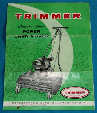 Trimmer Lawn Mower Co.  Vintage Brochure Advertisement,  Three Models 1950 