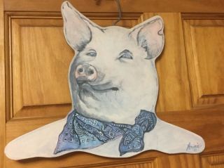 Stupell Home Decor - Vintage Hanging Pig Head - Blue