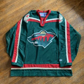 Vintage 2000s Ccm Minnesota Wild Nhl Sewn Hockey Jersey Green Men’s Size Xxl 2xl