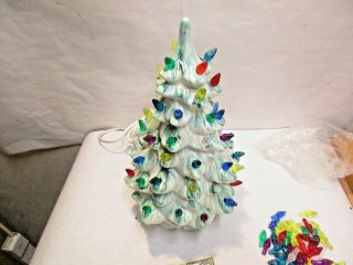 Vintage Holland Mold 12 " Ceramic Christmas Tree W Multicolored Lights - 2 Piece