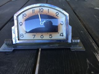 Vintage Chrome Art Deco Desk Mantle Clock Not