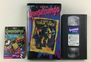 Rl Stine Goosebumps Vhs Tape A Night In Terror Tower Vintage 1996 Clamshell 90s