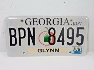Peach State Of Georgia Glynn County Auto Car Tag License Plate Garage Decor Bar