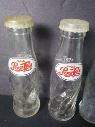 Vintage Pepsi Cola Mini Glass Soda Bottles Salt & Pepper Shakers Set of 3 A7 2
