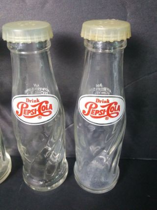 Vintage Pepsi Cola Mini Glass Soda Bottles Salt & Pepper Shakers Set of 3 A7 3