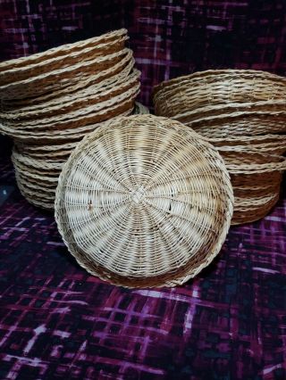 21 Count Vintage Wicker Rattan Paper Plate Holders Picnic Camping 2