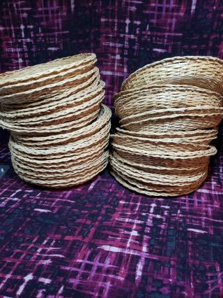 21 Count Vintage Wicker Rattan Paper Plate Holders Picnic Camping 3