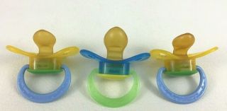 Playtex Ortho - Pro 3pc Newborn Latex Pacifiers Blue Yellow 0m,  Vintage