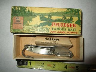 Vintage Pflueger Fishing Lure.  Chum Spoon 5 1/2.  Correct Box And Paper