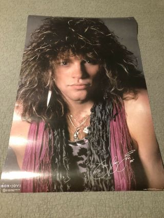 Authentic Vintage 1980s Jon Bon Jovi 1986 Funky 3024 Poster Sexy Hair Band