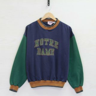 Vintage Notre Dame Fighting Irish Sweatshirt Crewneck Large Colorblock 90s Ncaa
