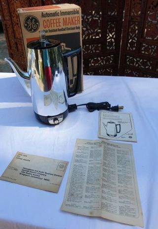 Vtg Ge General Electric Immersible Chrome 9 Cup Percolator Coffee Pot A8p15