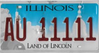 Illinois Land Of Lincoln License Plate Au 11111 Chicago