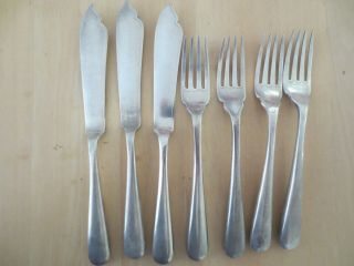 Vintage W & H S Y Fish Knives X 3 And Forks X 4 Hallmarked