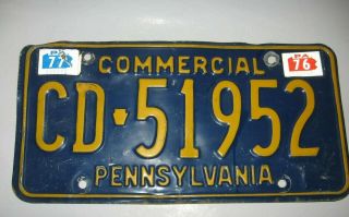 1976 1977 Pennsylvania Commercial License Plate Cd 51952