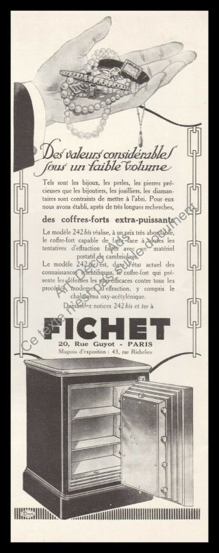 Publicité Fichet Coffre - Fort Safe Vintage Ad 1925 (5)
