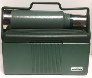 Vintage Aladdin Stanley Classic Green Lunchbox Cooler W Locking Handle & Thermos