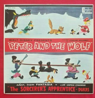 Vintage Nm Lp Walt Disney Present Peter And The Wolf Wdl - 3016 Disneyland Record