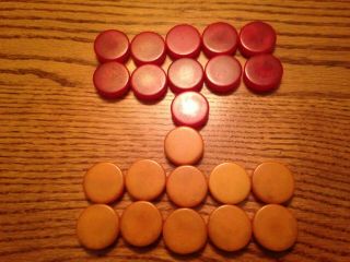 22 Vintage Bakelite 1 " Backgammon Checkers Approx 3/8 Thick
