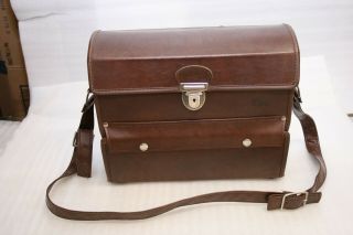 Vintage Faux - Leather Hard Body Camera Bag - Medium Brown - Shoulder Strap