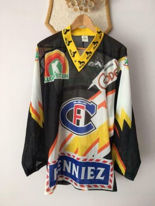 Hc Fribourg Gotteron Switzerland Ice Hockey Vintage Jersey Trikot Blacky Maglia