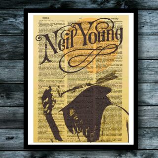 Neil Young Vintage Dictionary Art Print Music Rock Folk Wall Decor Modern Poster