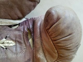 2 Pair Vintage Leather Boxing Gloves - Sports Memorabilia - Man Cave 3