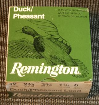Vintage Remington Duck And Pheasant 12 Gauge Load Empty Box