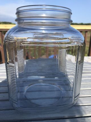 Vintage Old Clear Glass One Gallon Square Jar No Lid Euc Made In Usa