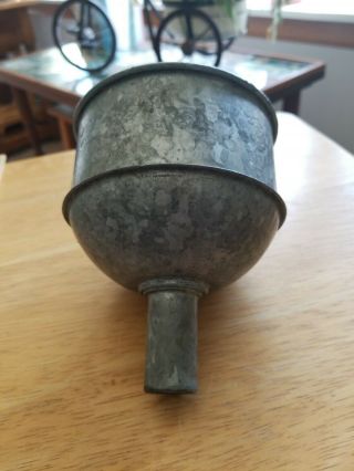 Vintage Galvanized Metal Funnel Strainer With Screen 4 1/4 " Od X 5 "