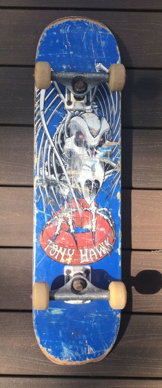Vintage Tony Hawk Blue Birdhouse Falcon Skateboard Deck