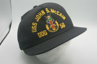 Uss John S.  Mccain Ddg 56 Vintage Us Navy Ship Snapback Hat Cap