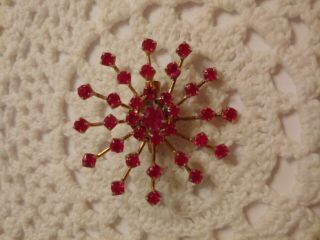 Vintage Pink Rhinestones Snowflake/flower Pin