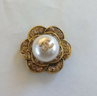 Vintage Chanel Crystal Flower Buttons Gold Size 1 In