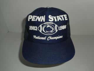 Vintage 80s Penn State Football 1982 1986 National Champs Snapback Hat Cap Usa