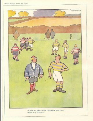 Vintage 1935 Colored Punch Rugby Cartoon By Fougasse