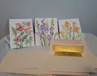 Vtg Current Inc.  Debbie Lelait Illustrated Blank Note Cards Watercolor Floral