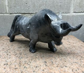 Vintage Carved Heavy Marbled Stone Large Bull Figurine Statue 13 " X 6 " X 3 1/4 "