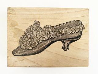 Victorian Shoe Rubber Stamp Francisco Vintage 90s Wood Mounted