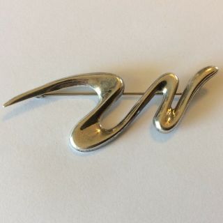 Vintage Sterling Silver Modernist Squiggle Brooch Pin 3” “su 925” Tiffany - Esque
