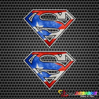 2x Superman Puerto Rico Flag Die Cut Vinyl Car Stickers Decals