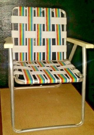 Vintage Aluminum Folding Lawn Chair Beach Pool Chair Retro