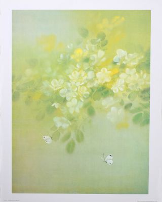 Golden Glow By David Lee Vintage Butterflies And Flowers Wall Art 18 " X 24 "