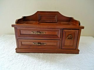 Vintage Wooden 3 Drawer Jewelry Box " Collectible Item "