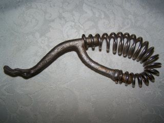 Vintage Wood Stove Cast Iron Lid / Cover Lifter - Air Cooled Coil Spring Handle