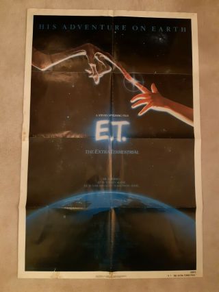 Vintage E.  T.  Extra Terrestrial One Sheet Movie Poster - 1982