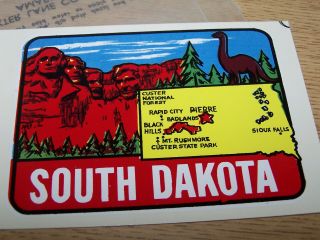 Vintage South Dakota Travel Decal Souvenir 60 