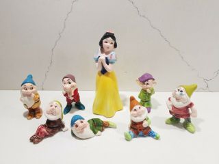 Vintage Walt Disney Snow White And The Seven Dwarfs Ceramic Figurines - Japan